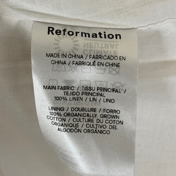 REFORMATION 100%‎ Linen Evianna Dress Size 12 White Orange Floral Mini - Picture 14 of 16